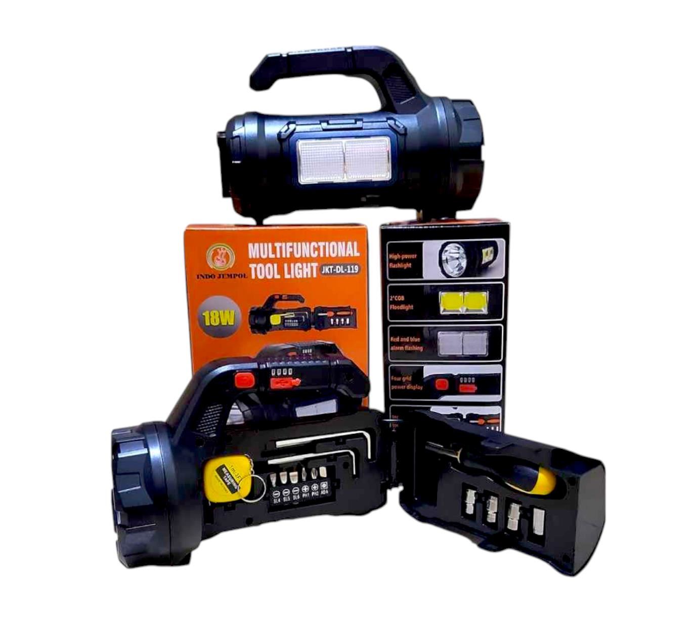 Linterna de emergencia con herramientas recargable